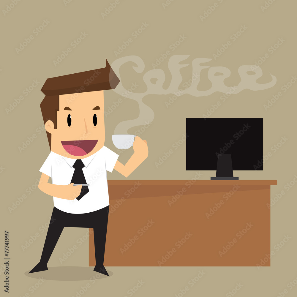 Businessman drinking hot coffee in relaxation Businessman drinking hot coffee in relaxation