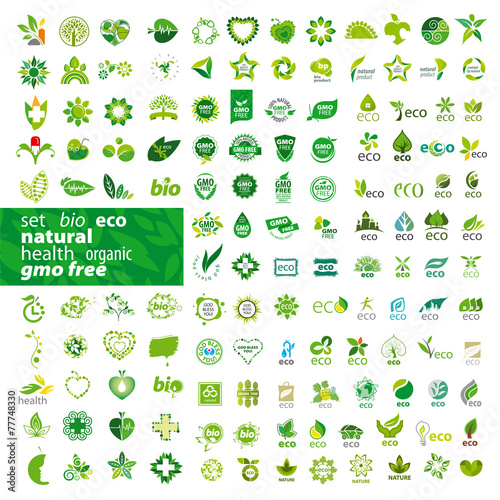 big set of vector logos ecology, health, natural