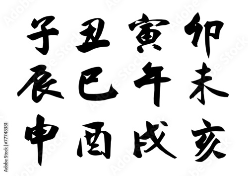 The Chinese zodiac for chinese calligraphy. vector