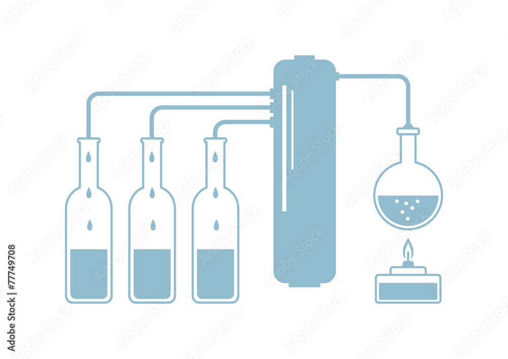 Distillation kit on white background Distillation kit on white background