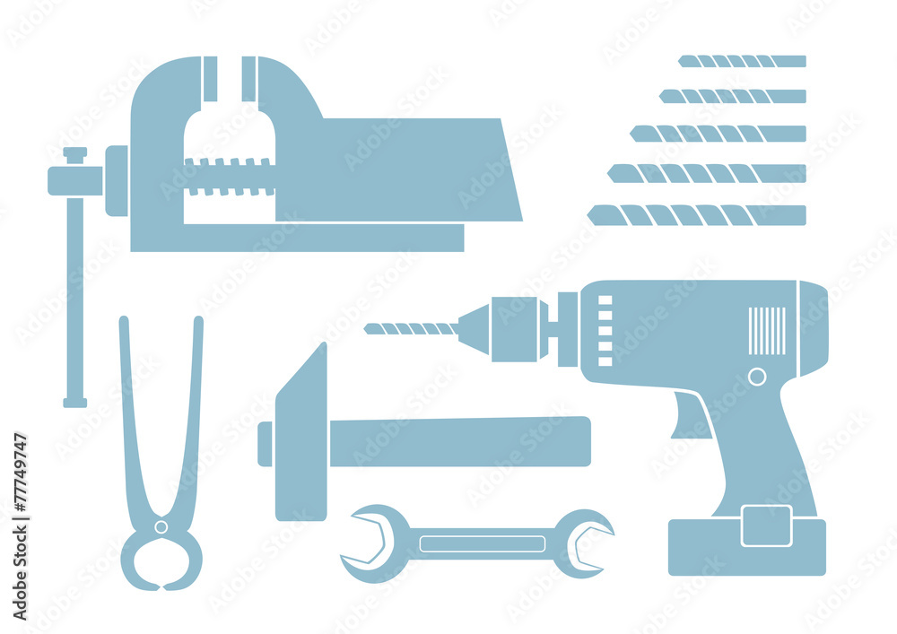 Tool icons on white background Tool icons on white background