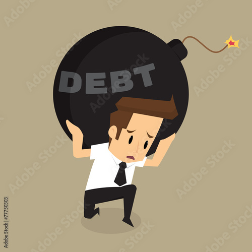 businessman  bearing debt bomb