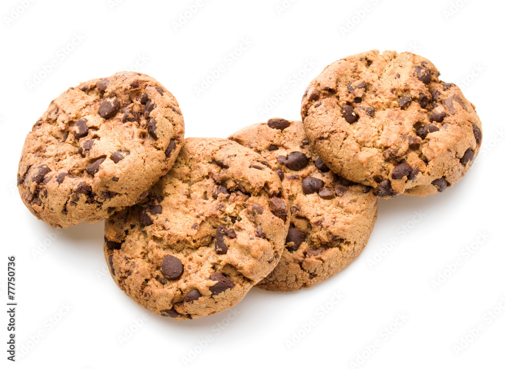 Chocolate cookies isolated on white background cutout Chocolate cookies isolated on white background cutout