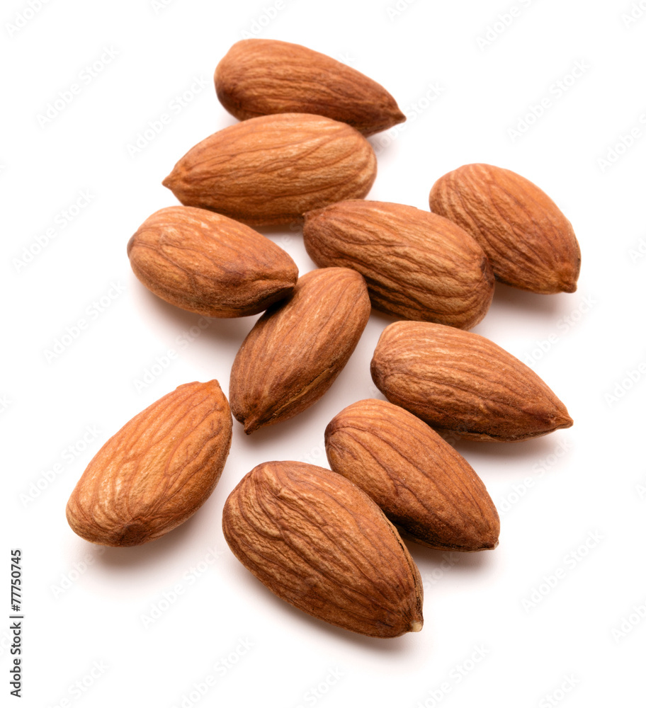 almond nuts isolated on white background close up almond nuts isolated on white background close up