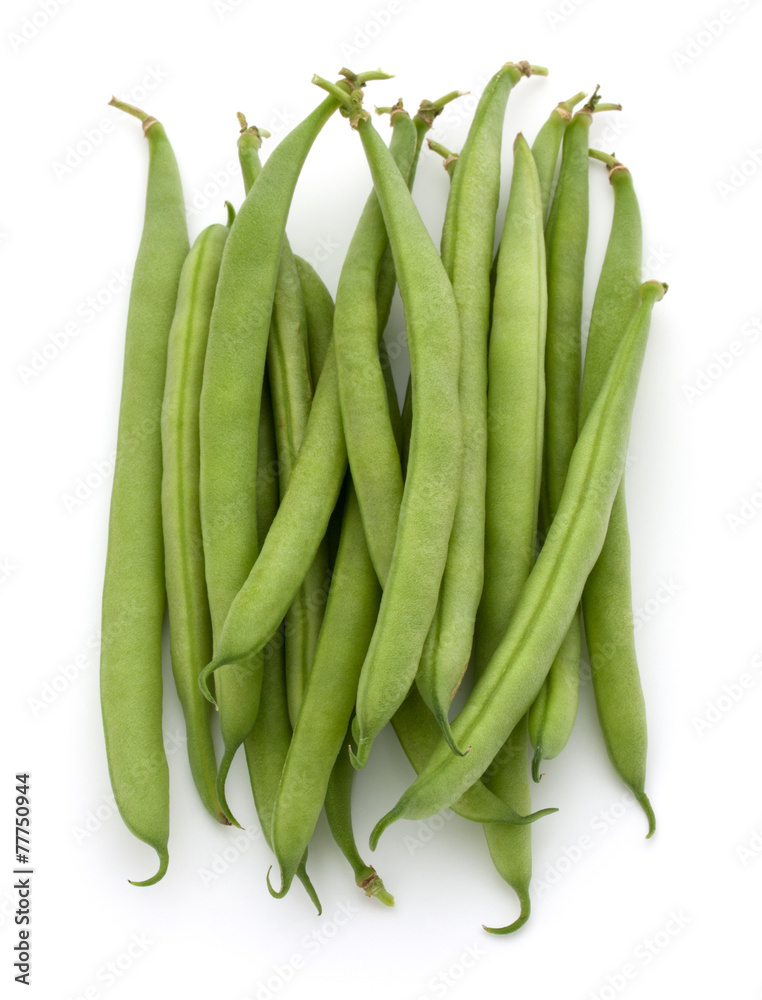 Green beans handful isolated on white background cutout Green beans handful isolated on white background cutout