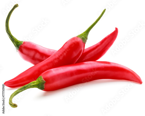 red chili or chilli cayenne pepper isolated on white  background photo