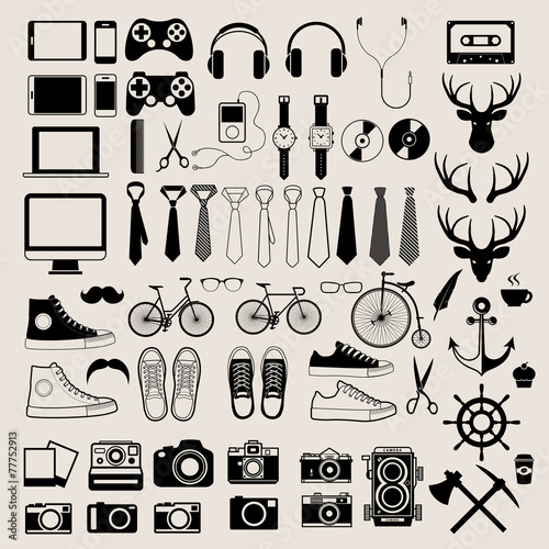 Hipster style infographics elements and icons set for retro desi