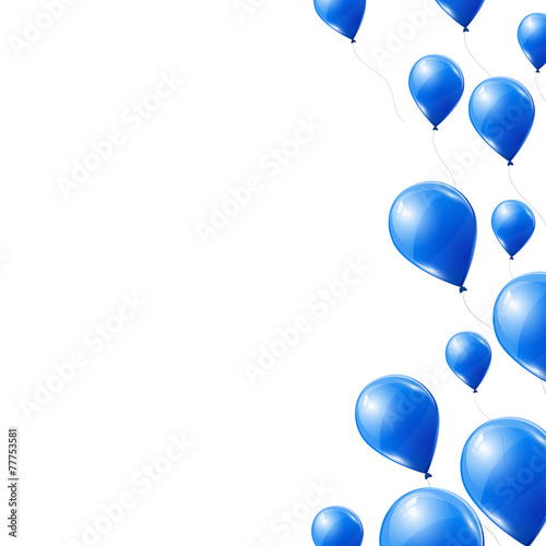 Blue balloons on white background