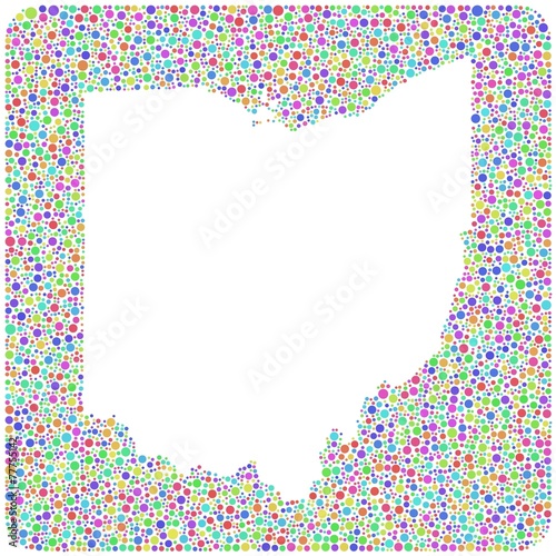 Map of Ohio - USA - in a mosaic of harlequin circles
