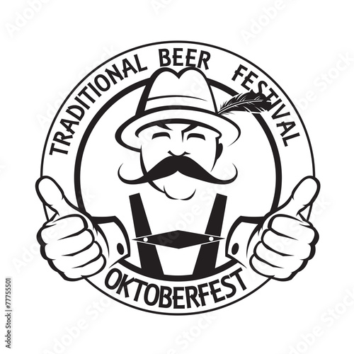 monochrome oktoberfest label with mustached man