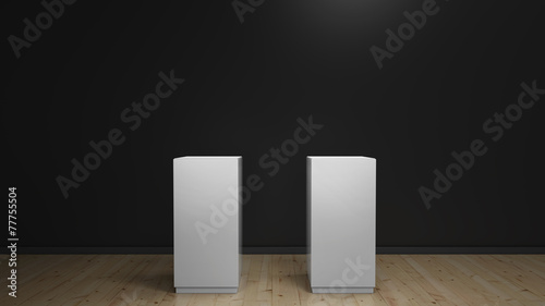 white pedestals