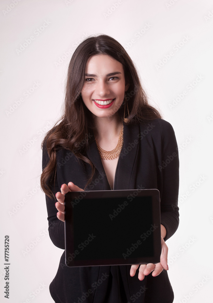Portrait of woman with tablet Portrait of woman with tablet