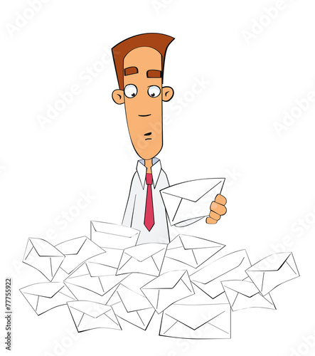 Man and a lot of spam