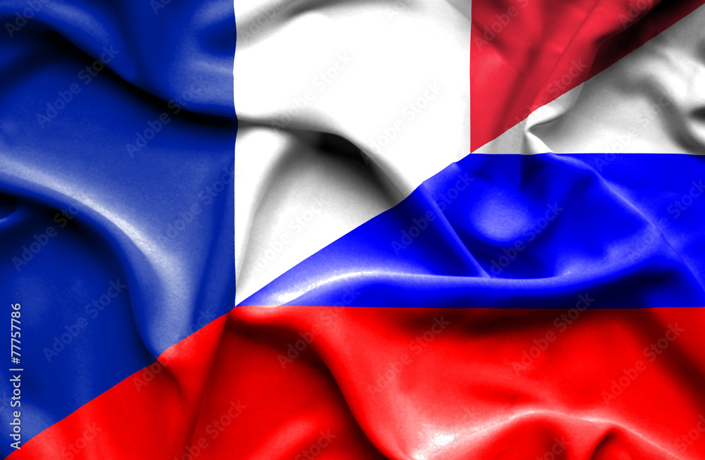 Waving flag of Russia and France