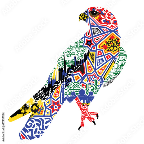 bird patterns and miniatures symbolizing UAE