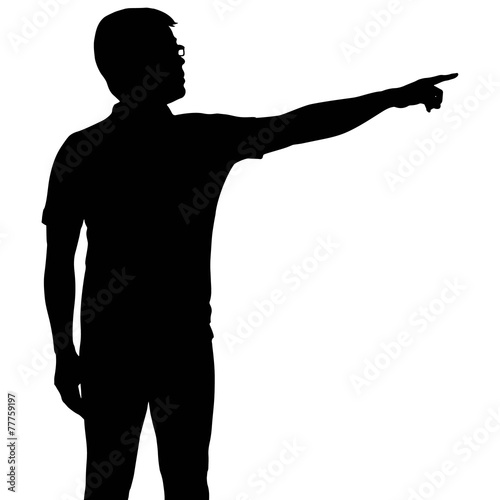 Silhouette man with hand pointing © littlestocker