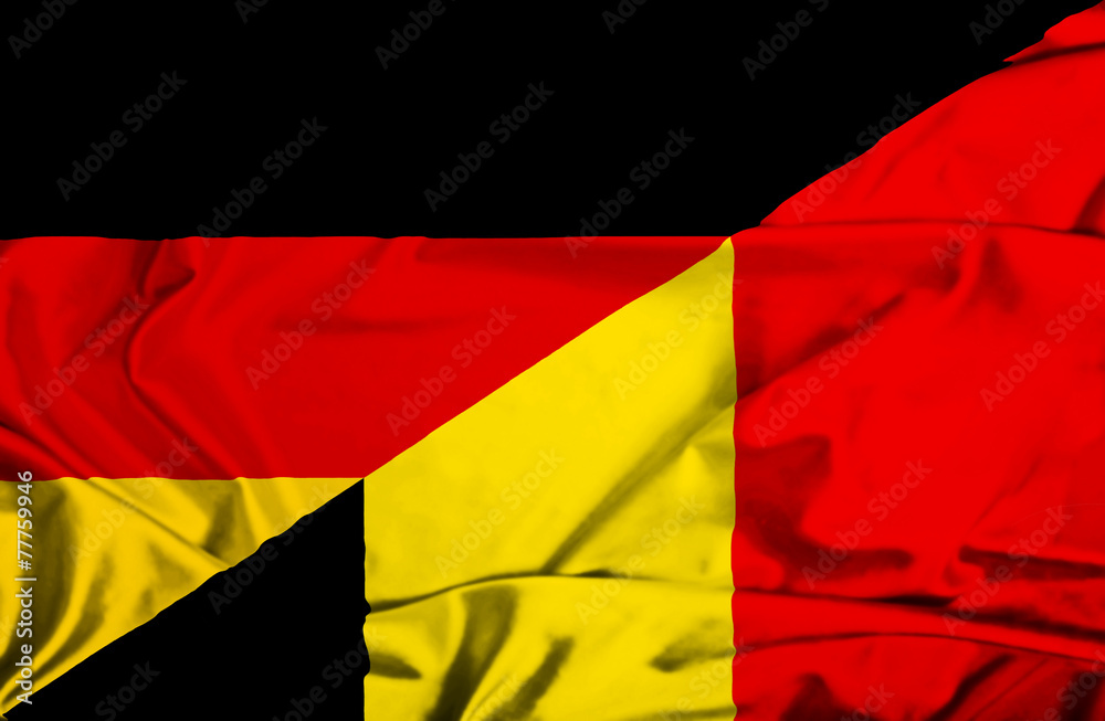 Waving flag of Belgium and Germany