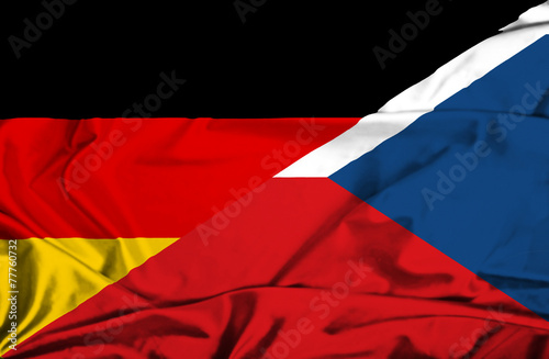 Waving flag of Czech Republic and Germany