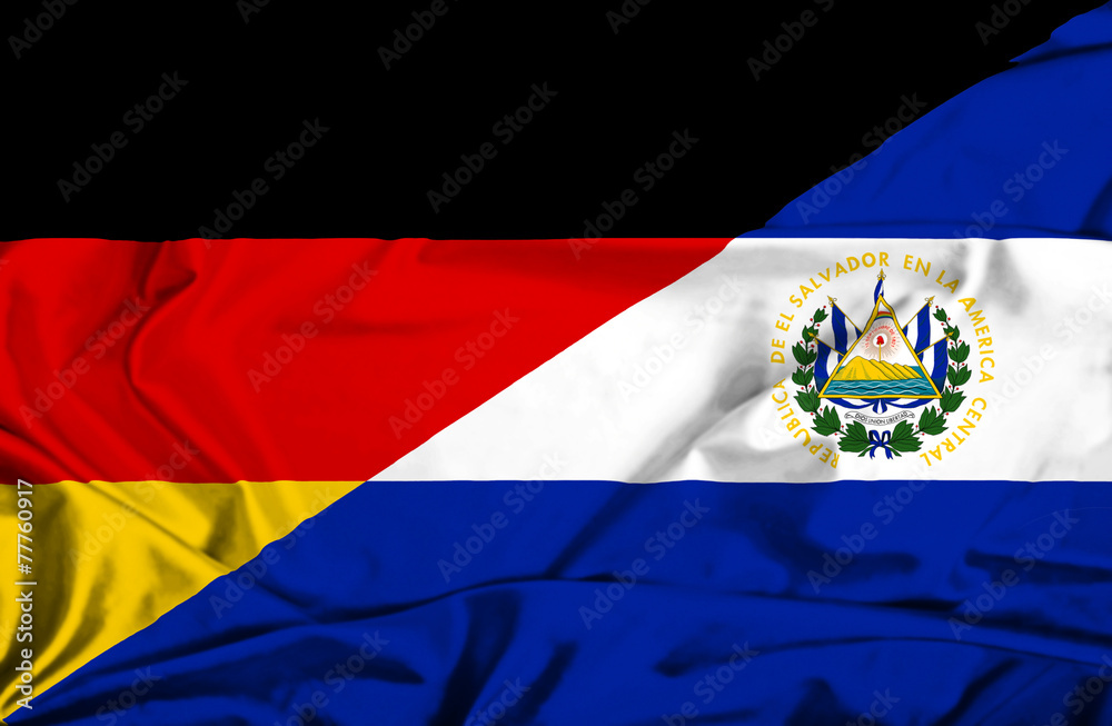Fototapeta premium Waving flag of El Salvador and Germany