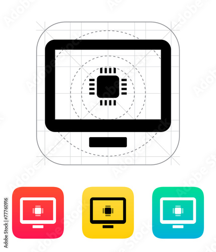 Computer CPU icon. Vector illustration.