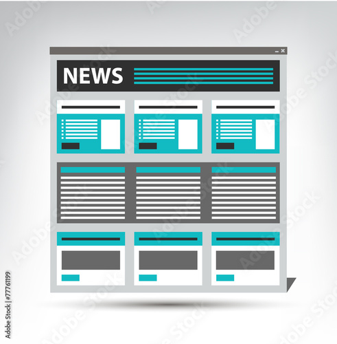 web site news, newspaper, journal template in a browser window