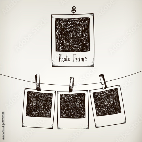 Vector hand drawn doodle illustration of retro photo frame.