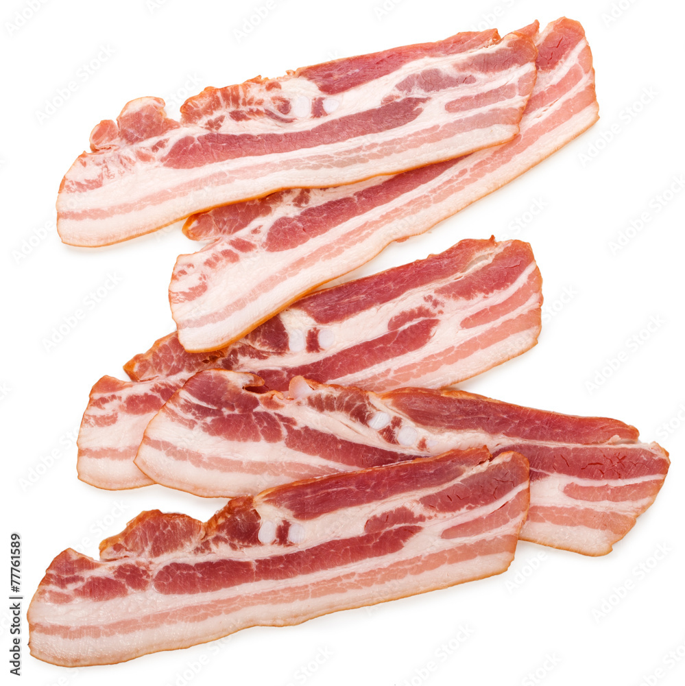 Raw bacon isolated on white background Raw bacon isolated on white background