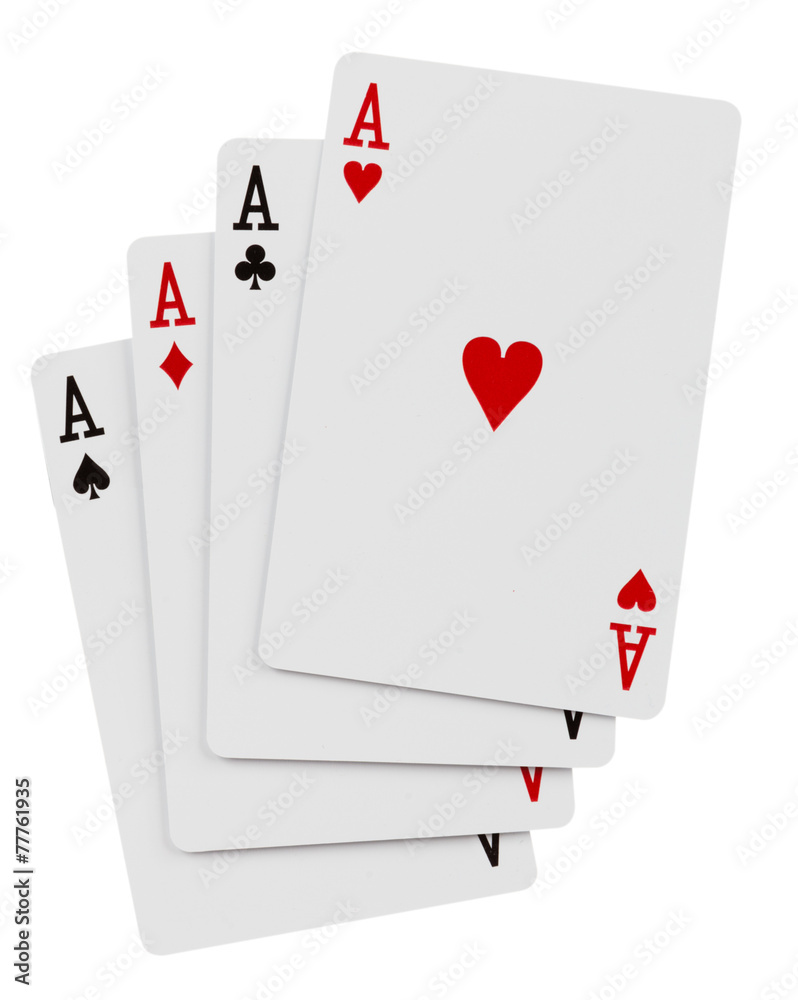 Obraz premium Four aces isolated on white background