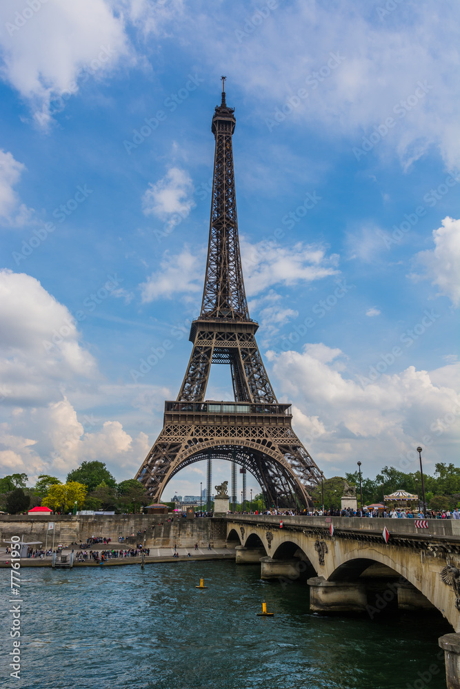 Eiffel Tower and the Pont d'Iena in Paris, France