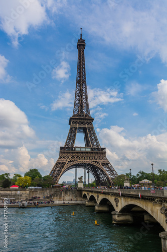 Eiffel Tower and the Pont d'Iena in Paris, France