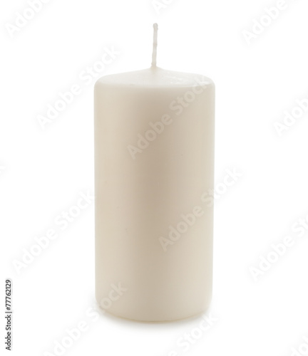 White candle isolated on white background