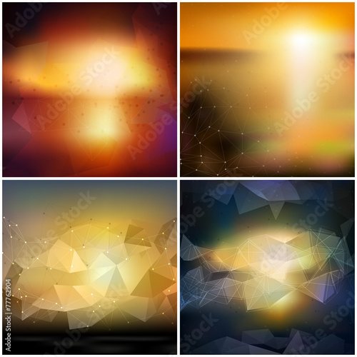 Set of blurry backgrounds. Abstract geometric colorful triangle