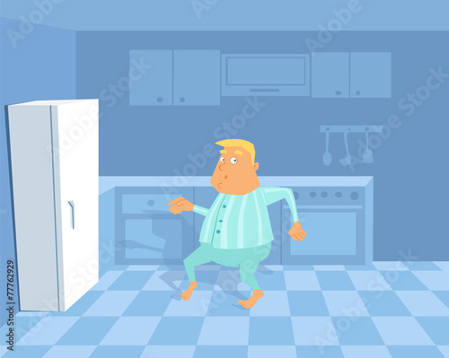 The man at night looking for food