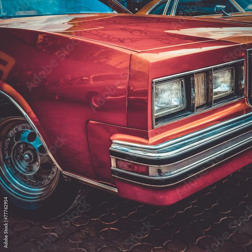 Fotografie Old retro or vintage car front side. Vintage effect processing
