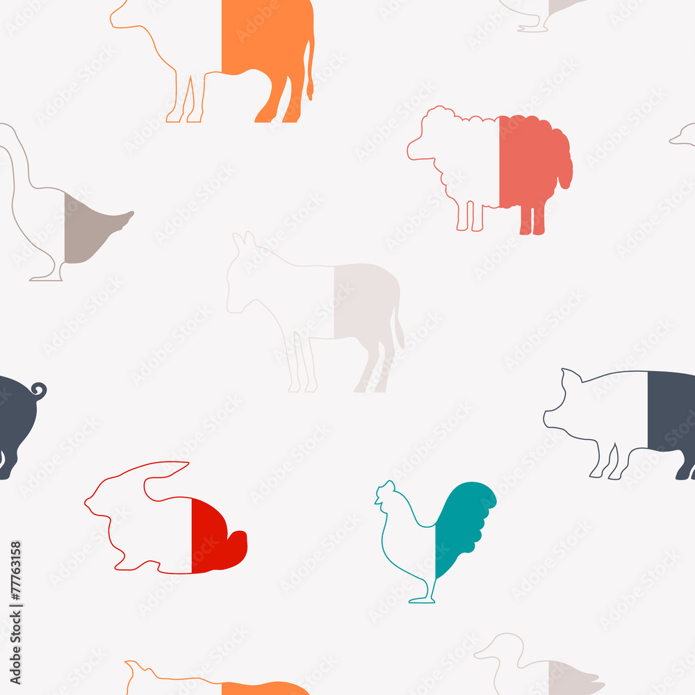 seamless background with domestic animals seamless background with domestic animals