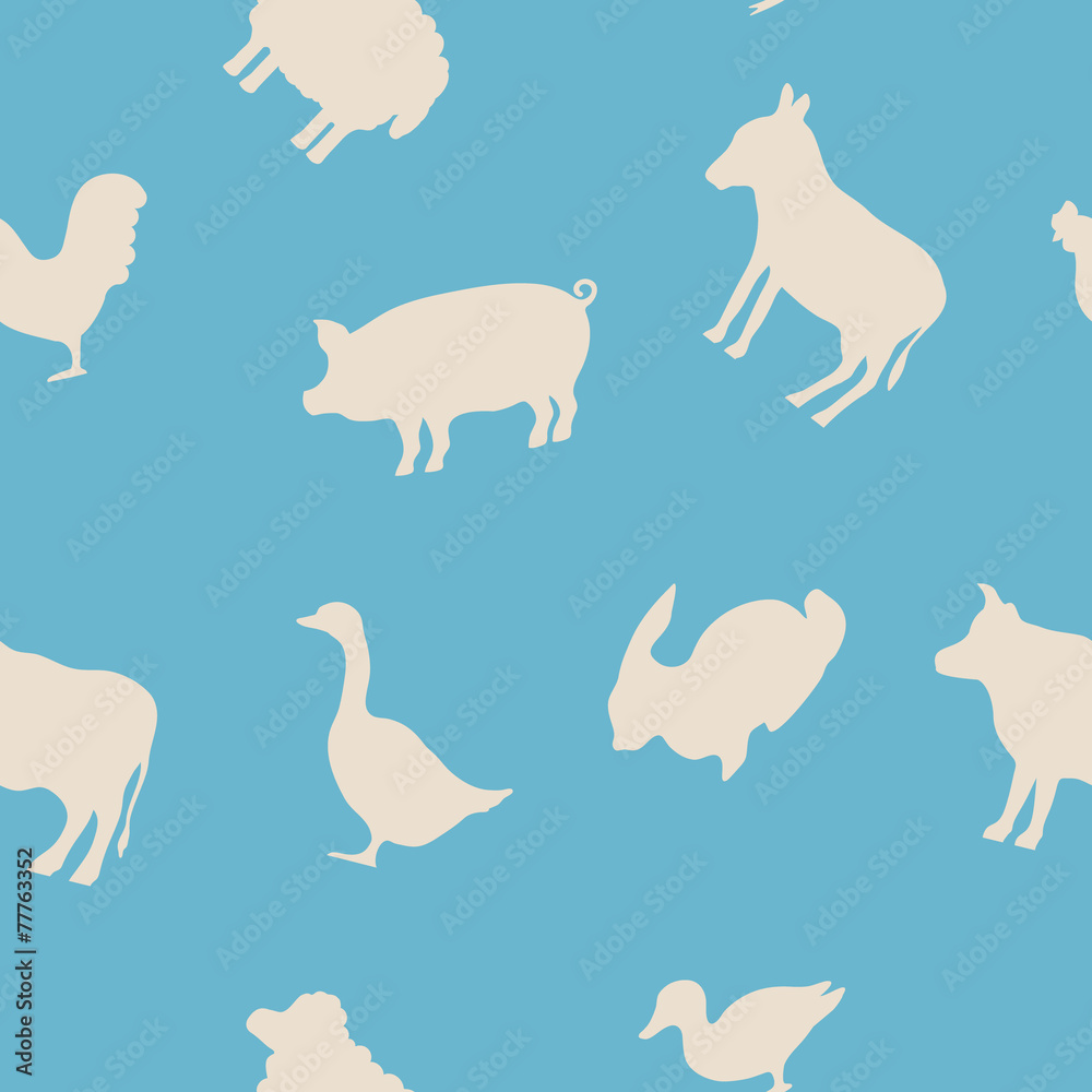 seamless background with domestic animals Stock Vector | Adobe Stock