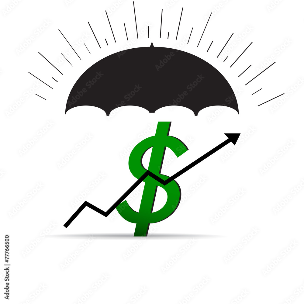 Icon dollar growth, protecting the safety of the dollar vector