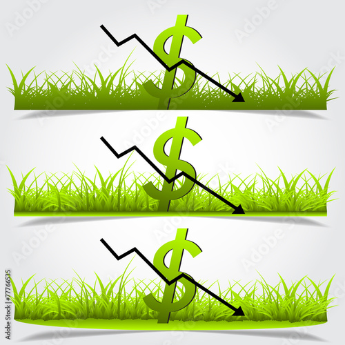 Graph, depreciation of the dollar, green grass vector