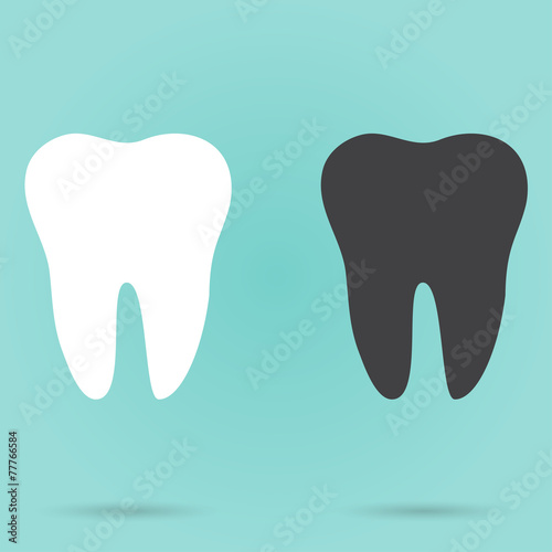Set of two teeth on turquoise background vector illustration