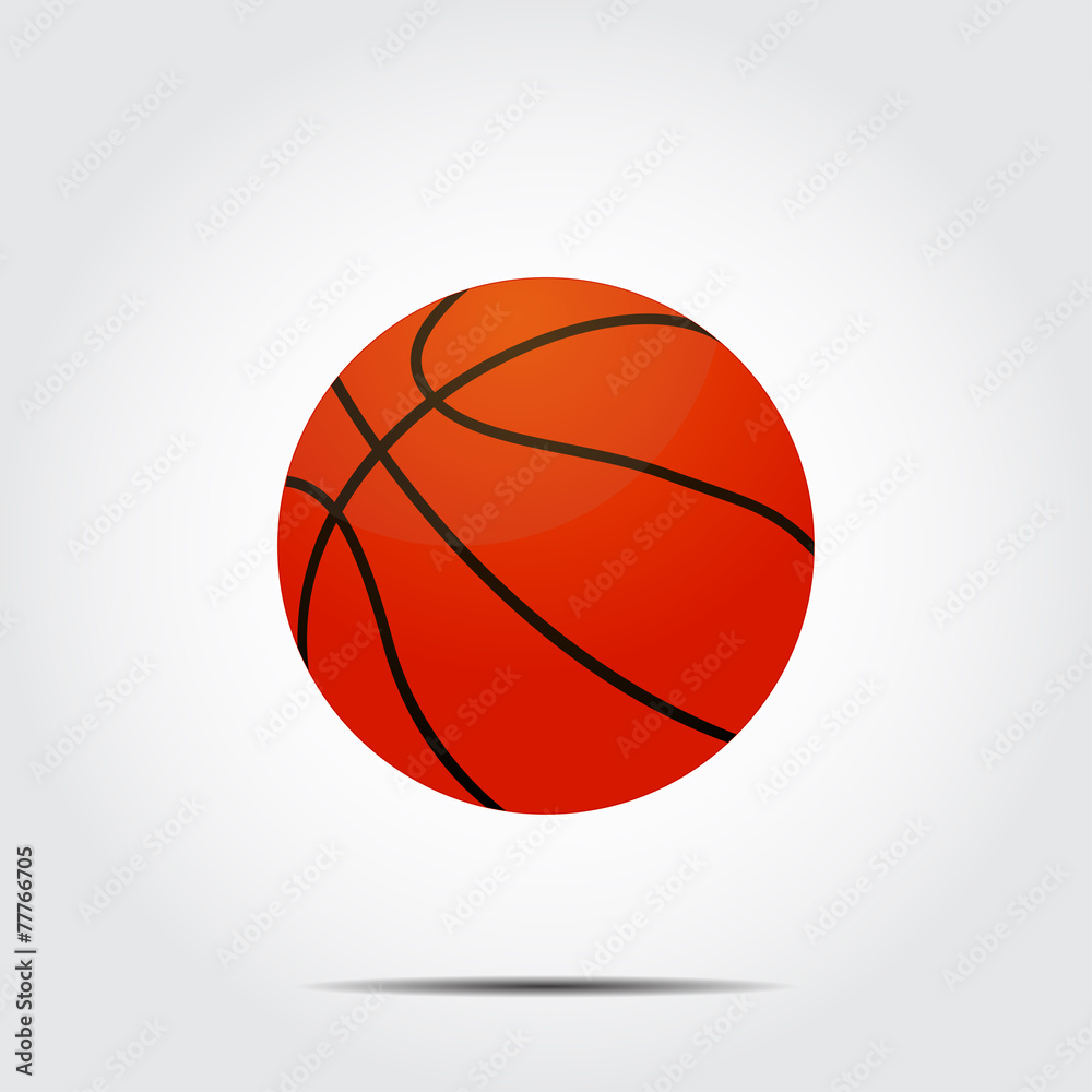 Basketball ball with shadow on a gray background vector Basketball ball with shadow on a gray background vector