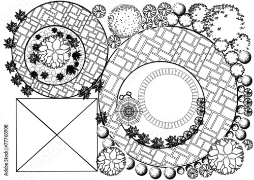 Vector Landscape Plan with treetop symbols
