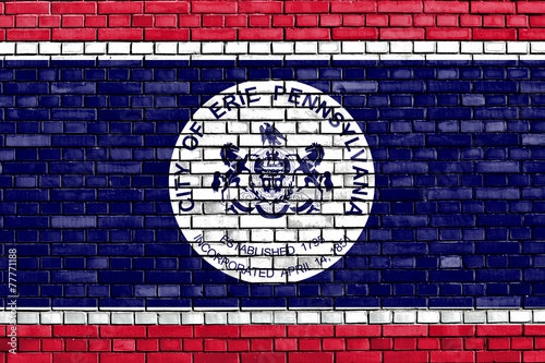 flag of Erie painted on brick wall