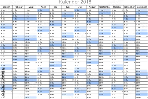 Kalender 2018 universal - ohne Feiertage