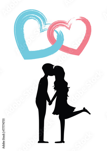 people kiss silhouette of love couple in love isolate