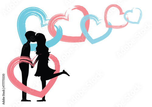 people kiss silhouette of love couple in love isolate
