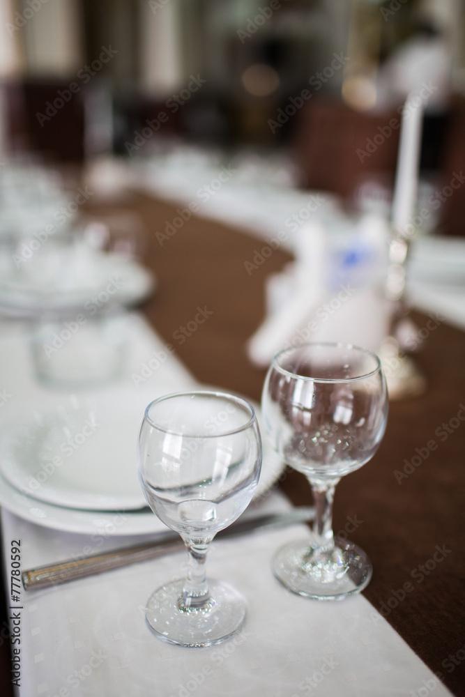 Served table in restaurant Served table in restaurant
