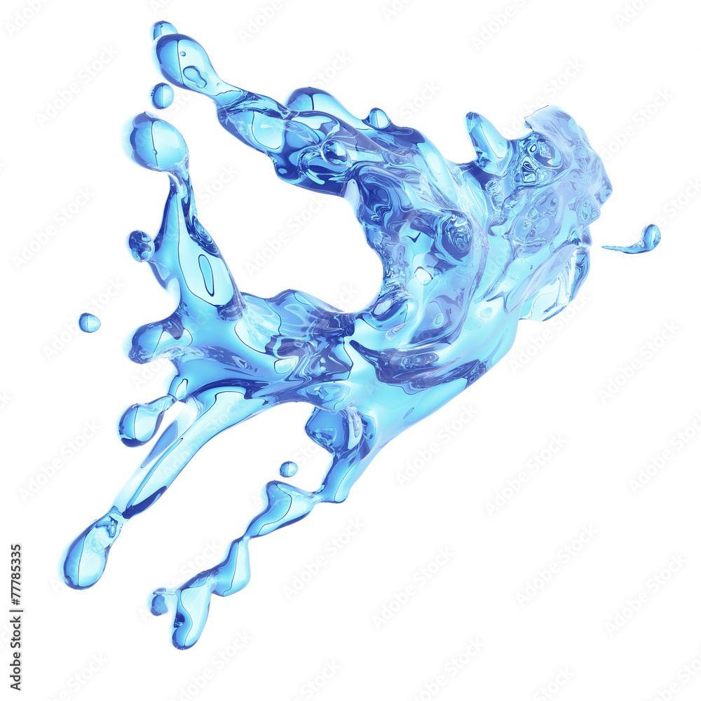 Fototapeta premium blue water splash isolated on white background
