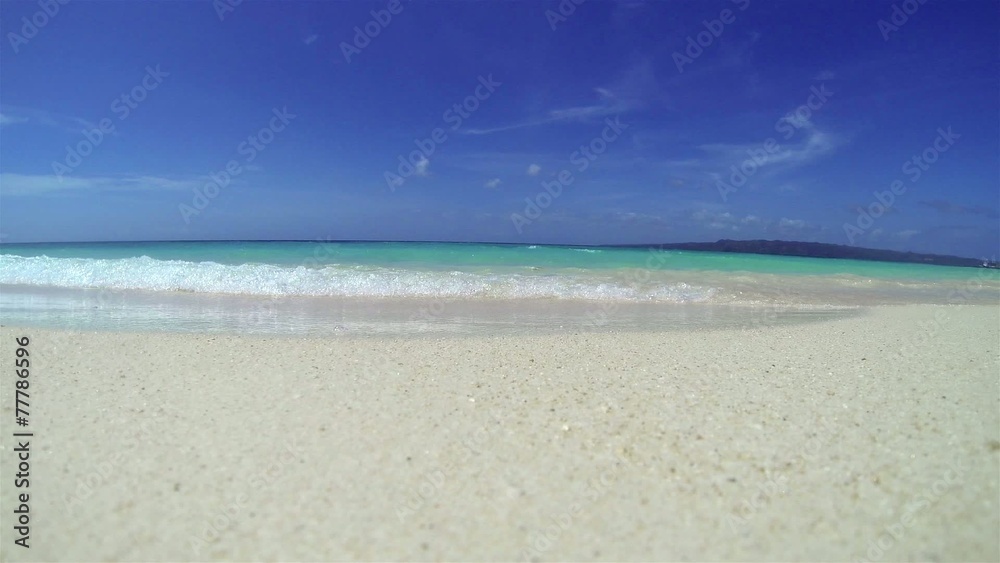 Turquoise sea, view from sand. Puka beach, Boracay, Philippines
Turquoise sea, view from sand. Puka beach, Boracay, Philippines