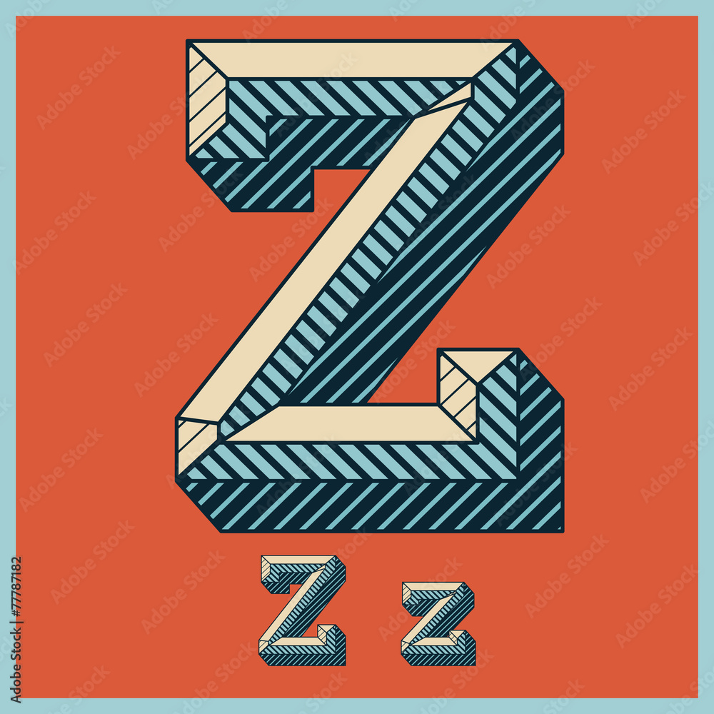 Etched vector set of old school beveled alphabet. Letter Z Stock Vector Adobe Stock