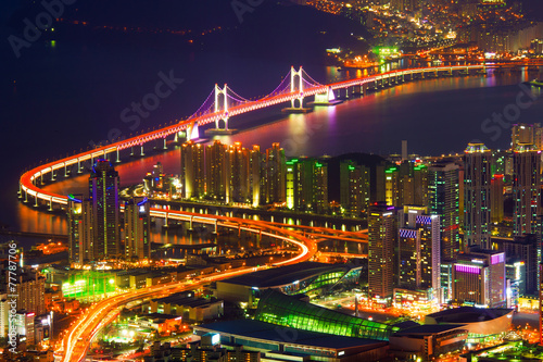 GwangAn Bridge and Haeundae in Busan,Korea